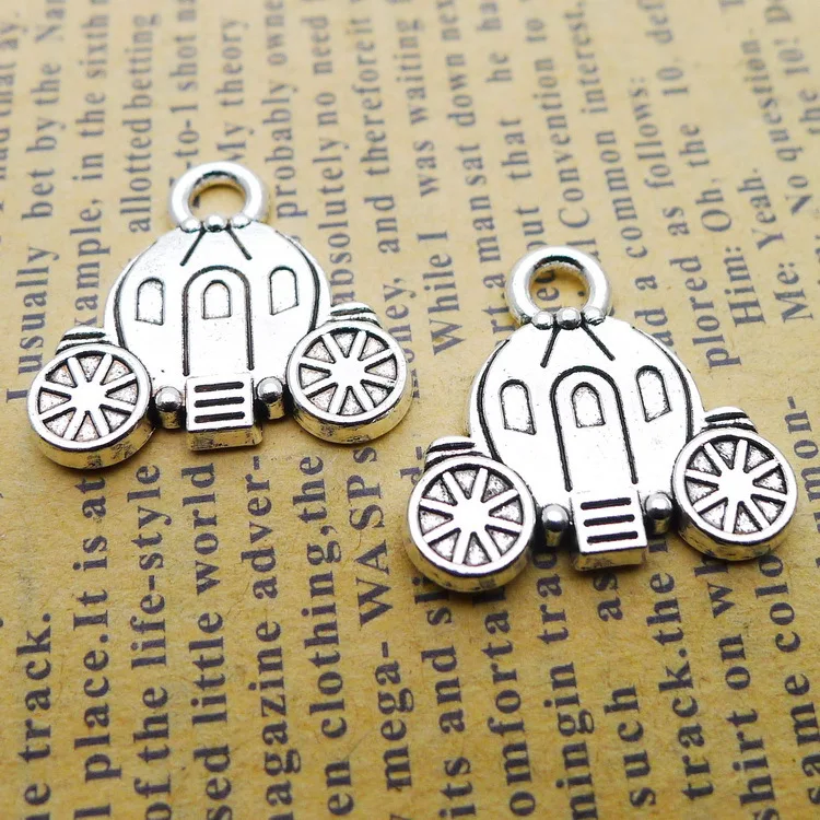 Fashion 15Pcs 20*20mm Antique Silver Plated Alloy Pumpkin Cart Charms Necklace Pendant Accessories Charms For Diy Jewelry Making
