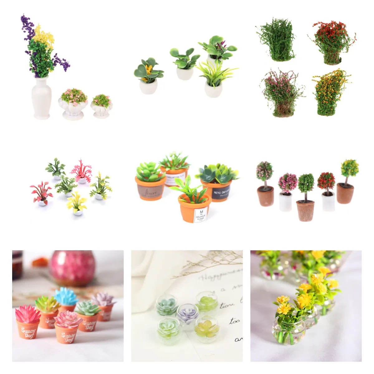 Simulation Potted Plants Dollhouse Miniature Green Potted For Home Decor For Plants Doll House Furniture Home Decoration