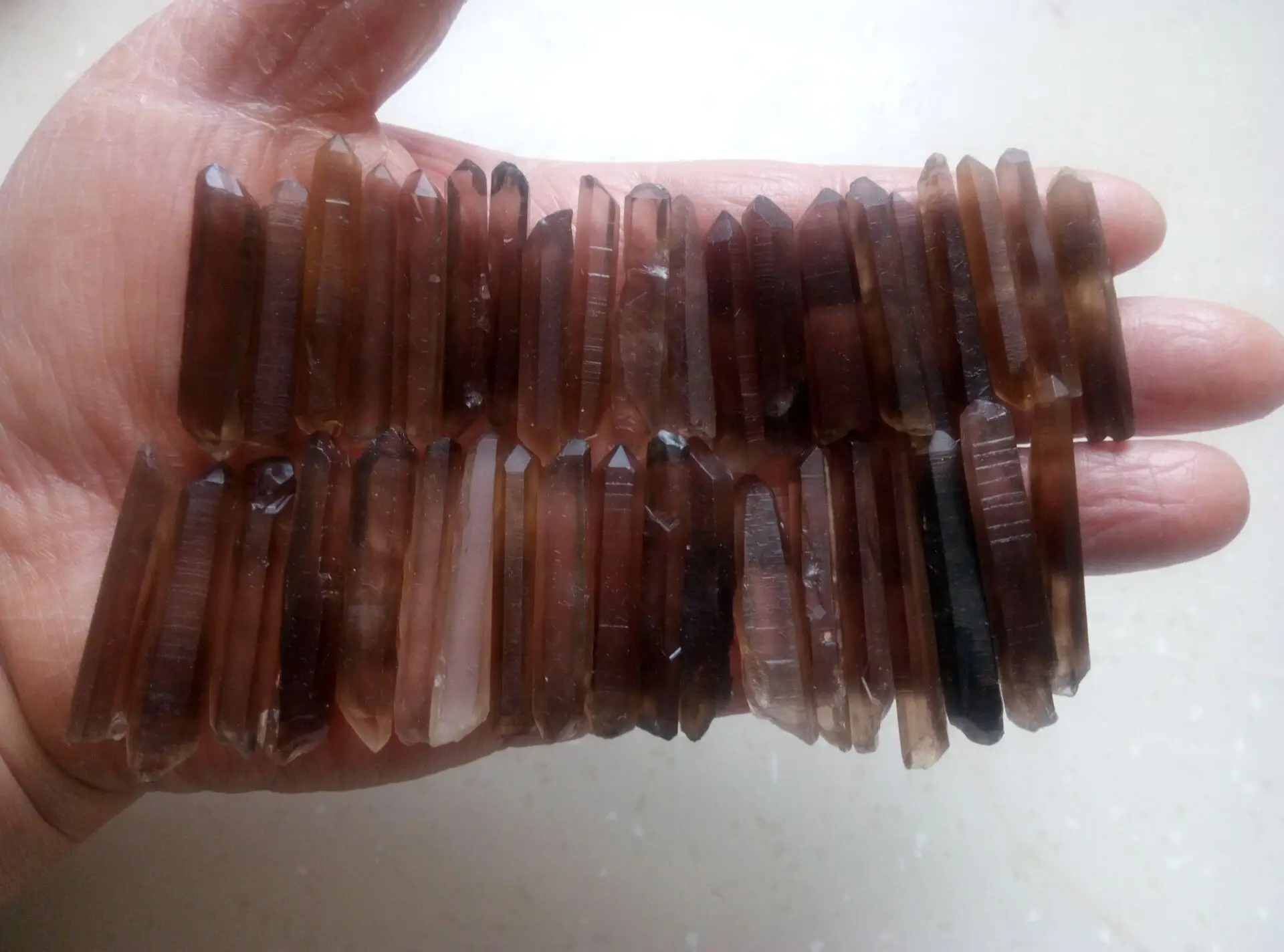 30PCS Lot tiny Natural Smokey Quartz Crystal Points Wand Smoky 50-60g