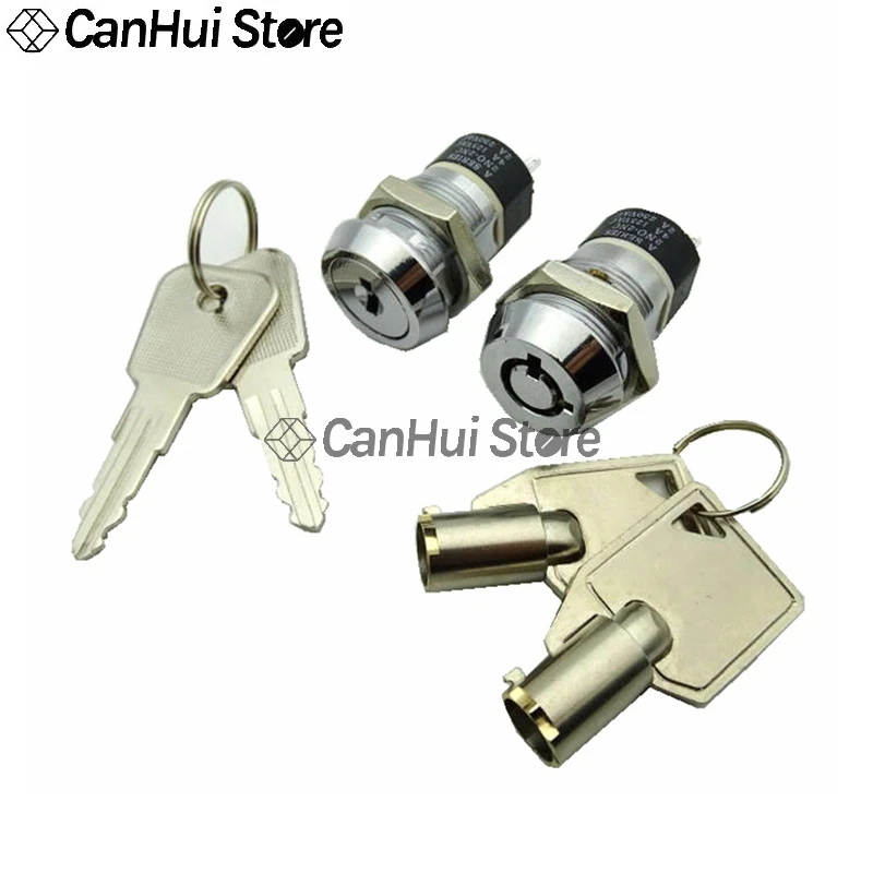 19MM 4Pin Metal ON-OFF SPST Lock for Elevator Base Station Double dial key switch electronic key door lock NO-NC/2NO-2NC