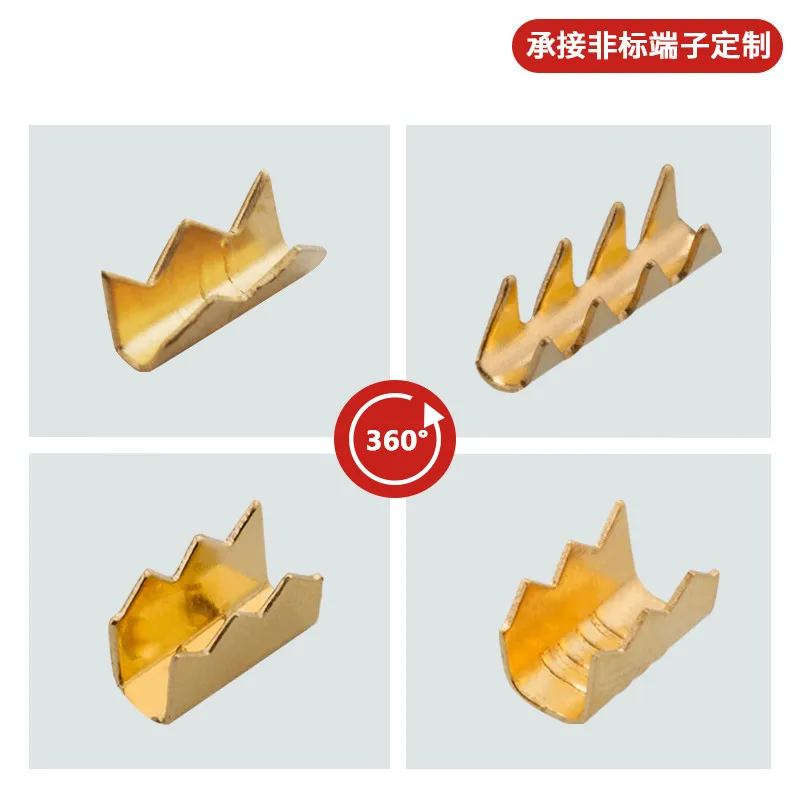 Shark tooth terminal 100 teeth copper parallel thread buckle U-shaped copper thread buckle crocodile tooth wrapping thread head