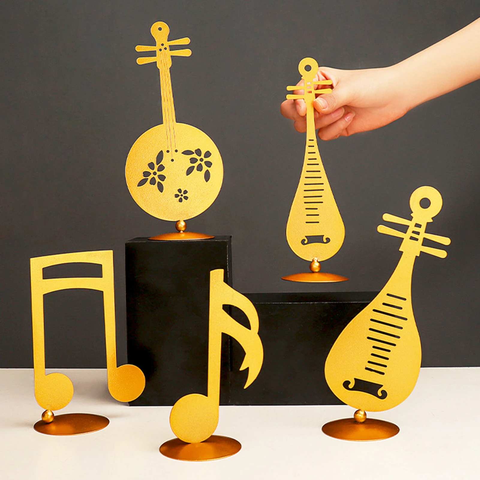 HOT SALES！！！New Arrival Musical Figurine Simple Decorative Metal Creative Notes Instrument Ornament for Living Room