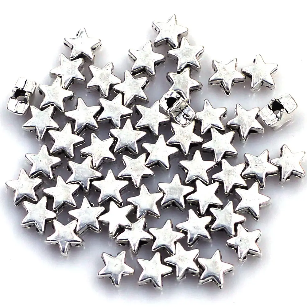 

5000Pcs Spacer Beads Tiny Star Metal Silver Tone 6mm