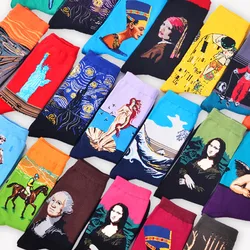 Calcetines clásicos de Arte de Van Gogh para mujer, medias Retro con personalidad, pintura de fama mundial, feliz al óleo, gran oferta, Otoño e Invierno