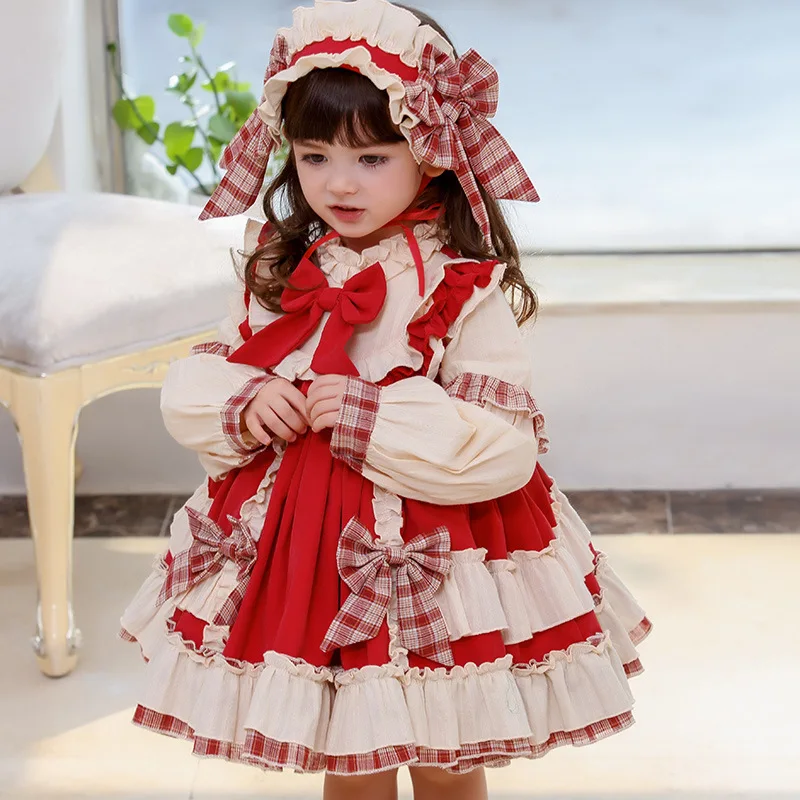 Boutique New Toddler Girl Lolita Dress Autumn and Winter Long-Sleeved Children\'s Retro Princess Clothes