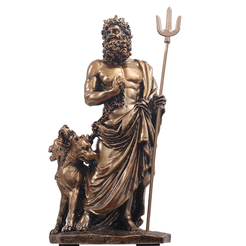 ANCIENT GREEK POSEIDON SCULPTURE EUROPEAN RETRO RESIN ORNAMENTS CHARACTER WARRIOR STATUE CRAFTS HOME DESKTOP DECORATION X3660