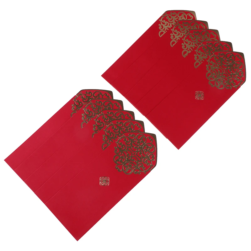 6/10Pcs New Year Wedding Red Envelope Chinese Spring Festival Gold Printing Red Pocket To Fill In Money