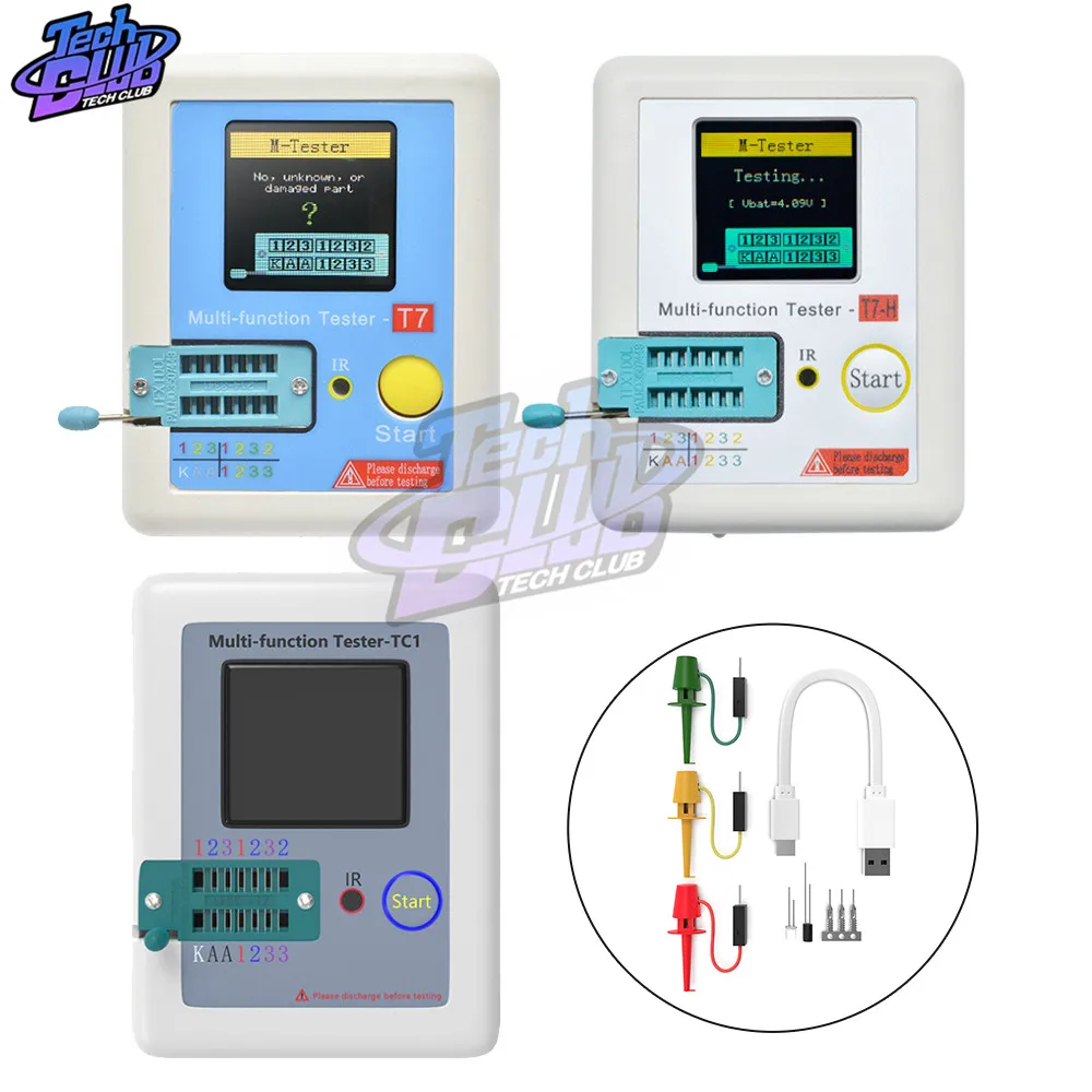 TC-T7-H TCR-T7 LCR-TC1 Tester Transistor multimetro diodo triodo misuratore di capacità ESR LCR MOS/PNP/NPN FET IR Test multifunzione