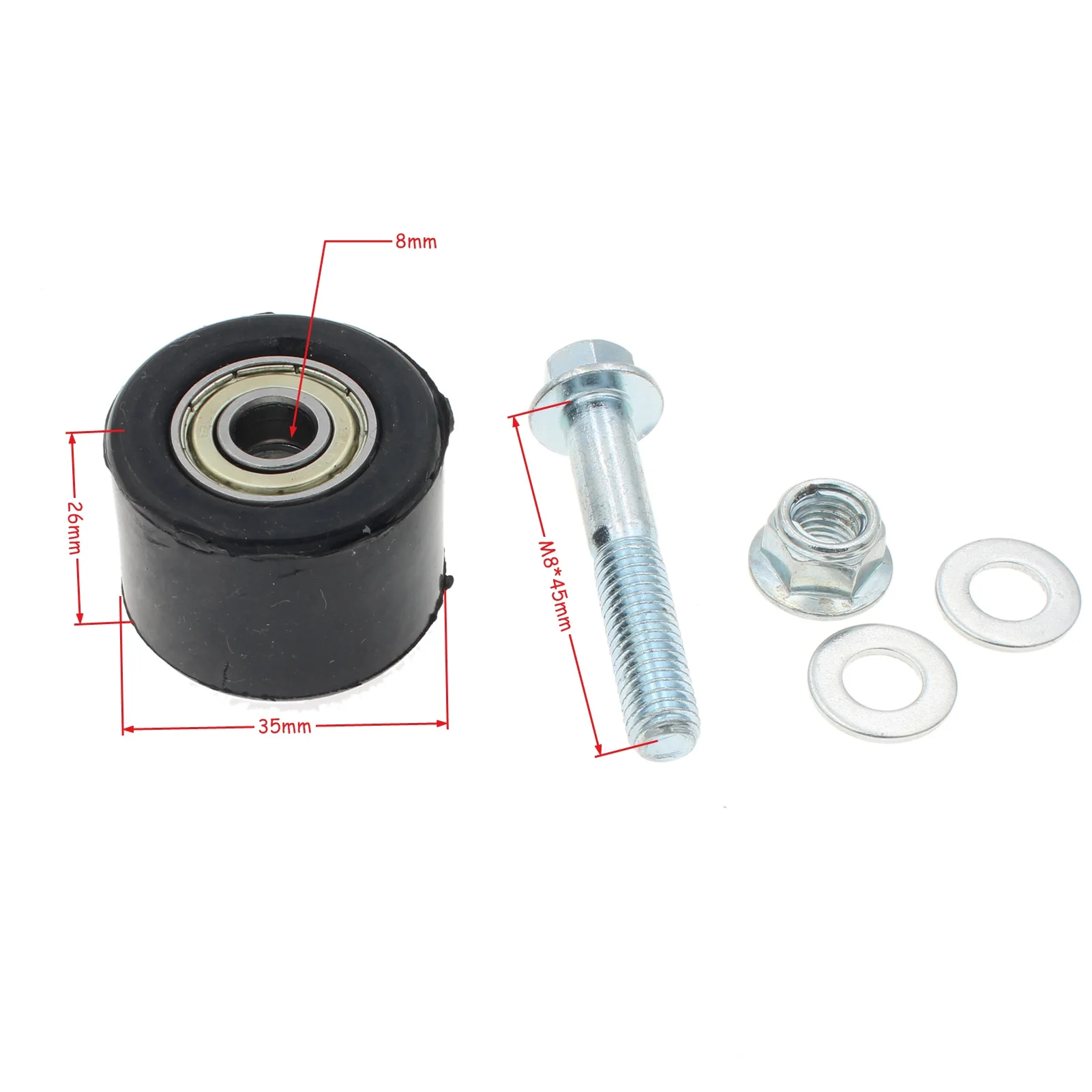 8mm Chain Roller Tensioner Pulley Guide With M8*45mm Screw For Yamaha YFZ 350 Banshee Motorcycle