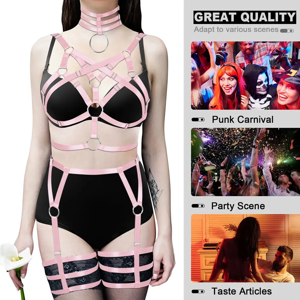 

Waist Belt Size Collar Accessories Cage Bra Erotic Sexy Lingerie Set Harness Women's Underwear Exotic Costume Dress Dance Rave