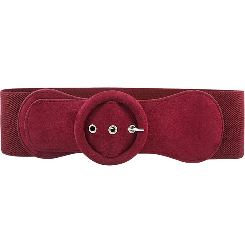 Mode Dames Suède Elastische Riem Donsjack Wijde Riem All-Matching Jurk Pin Gesp Riemen Strik Gesp Zachte Tailleband