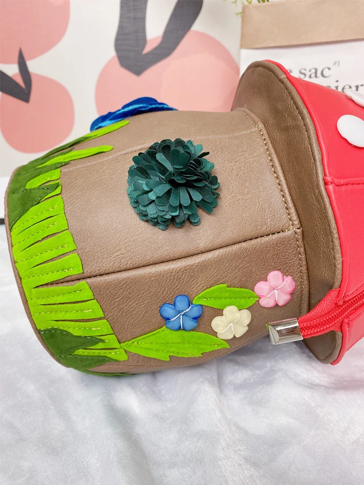 Unique 3D Small Mushroom Design Women\'s Handbag and Purse for Ladies Shoulder Bag Fashion PU Leather Crossbody Bag Designer Bag