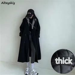 Trench Women Thicker Korean Style All-match Winter Warm Casual Fashionable Windbreaker Long Sleeve Patchwork Abrigo Mujer Hooded