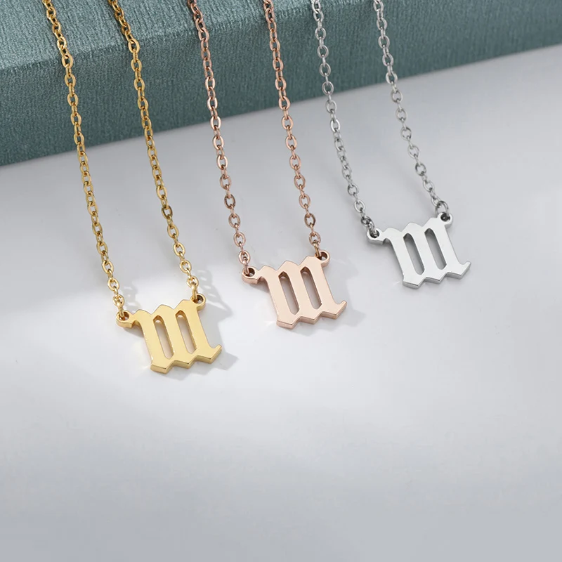 111 222 333 444 555 666 777 888 999 Necklaces For Women Men Gold Color Stainless Steel Angel Number Necklace Pendant Jewelry