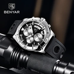 BENYAR Quartz Mens Watches 2023 New Top Brand Luxury Chronograph Watch For Men Sport Military Waterproof Clock Relogio Masculino