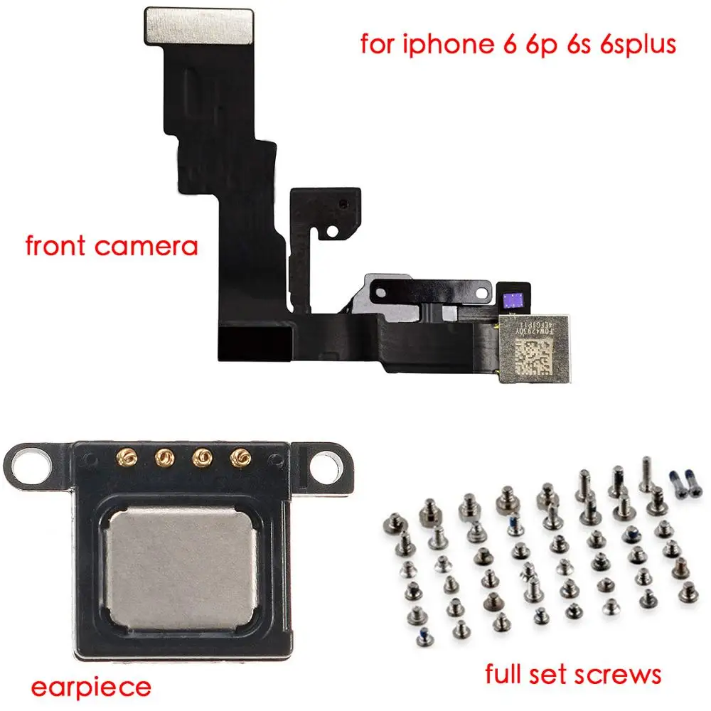 For iPhone 6 6P 6s Plus Face Front Camera With Sensor Proximity Microphone Flex Cable And Earpiece Speaker Full Screws Set