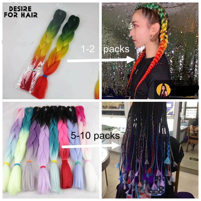 Desire for Hair High Temperature Synthetic Braiding Hair 24inch 60cm Long 100+ Colors in Stock to make dreadlocks braids