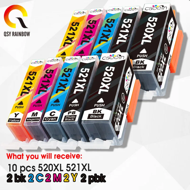 PGI-520 CLI-521 Ink Cartridge For Canon PGI 520 PGI520 CLI521 PIXMA MP540 MP550 MP560 MP620 MP630 MP640 IP3600 IP4600 with chip