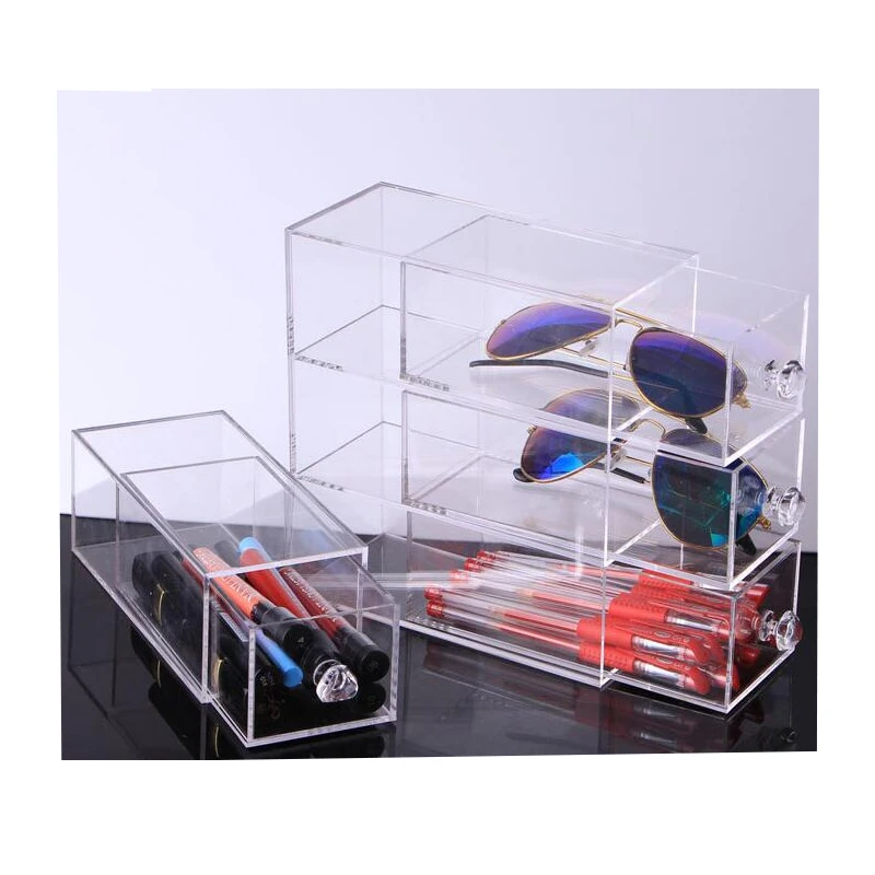 

Multifunction Clear Acrylic Makeup Organizer Storage Box Portable Make Up storage drawer Glasses pen Cosmetic display stand rack