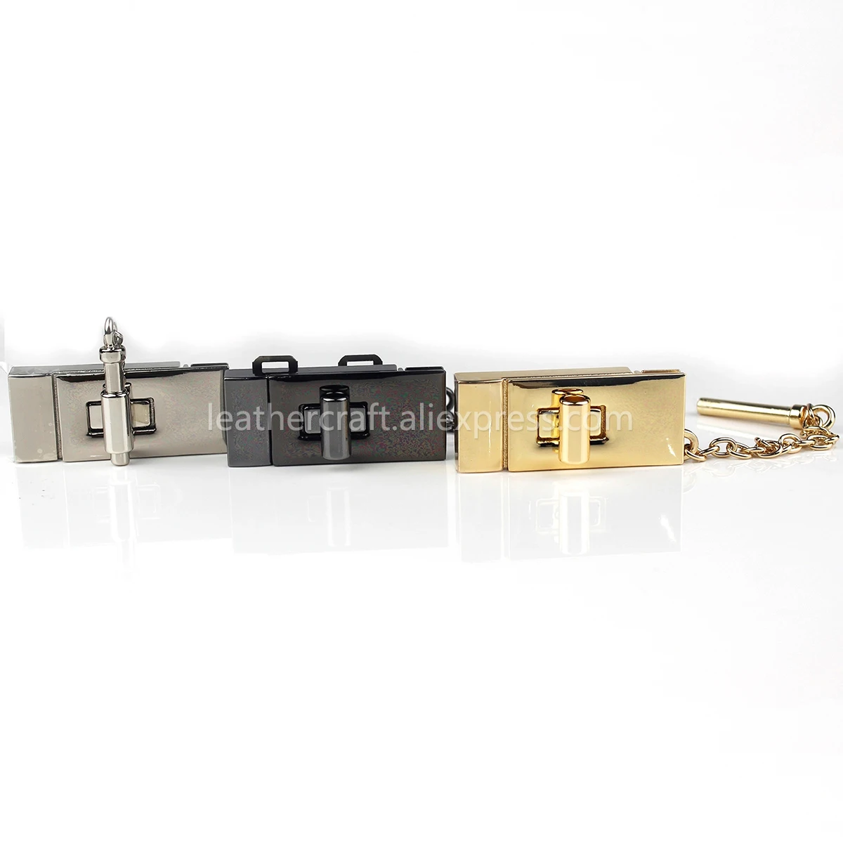 1pcs Metal Rectangle Twist turn Lock Bag lock handbag luggage lock with chain Leather Craft Clasps hardware