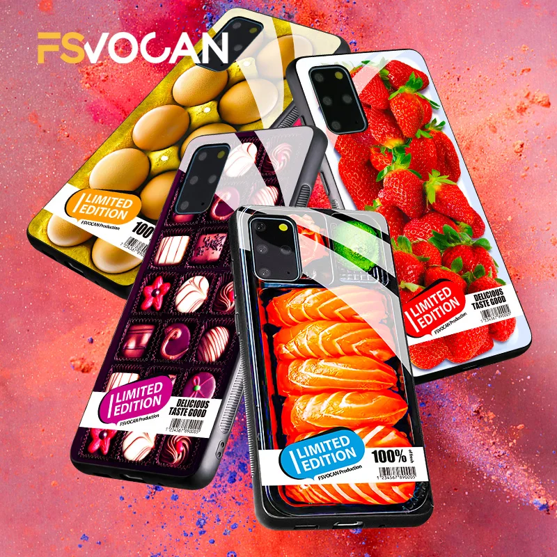 Cute Food Phone Case For Samsung Galaxy S23 S22 S21 S20 FE Plus A32 A34 A33 A52s A53 A51 A54 Ultra A52 Salmon Strawberry Cover