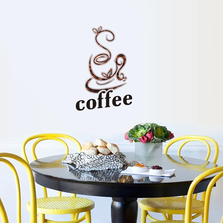 Kreativer Kaffeetassen-Wandaufkleber für Wohnzimmer, Küche, Dekoration, Tapete, Fenster, Glas, Dekor, selbstklebendes, individuelles Wandbild – Detail 4