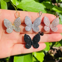 5pcs Butterfly Charms for Women Bracelet Making Bling Cubic Zirconia Pendant Necklace Clear Black Rhinestone Jewelry Accessories