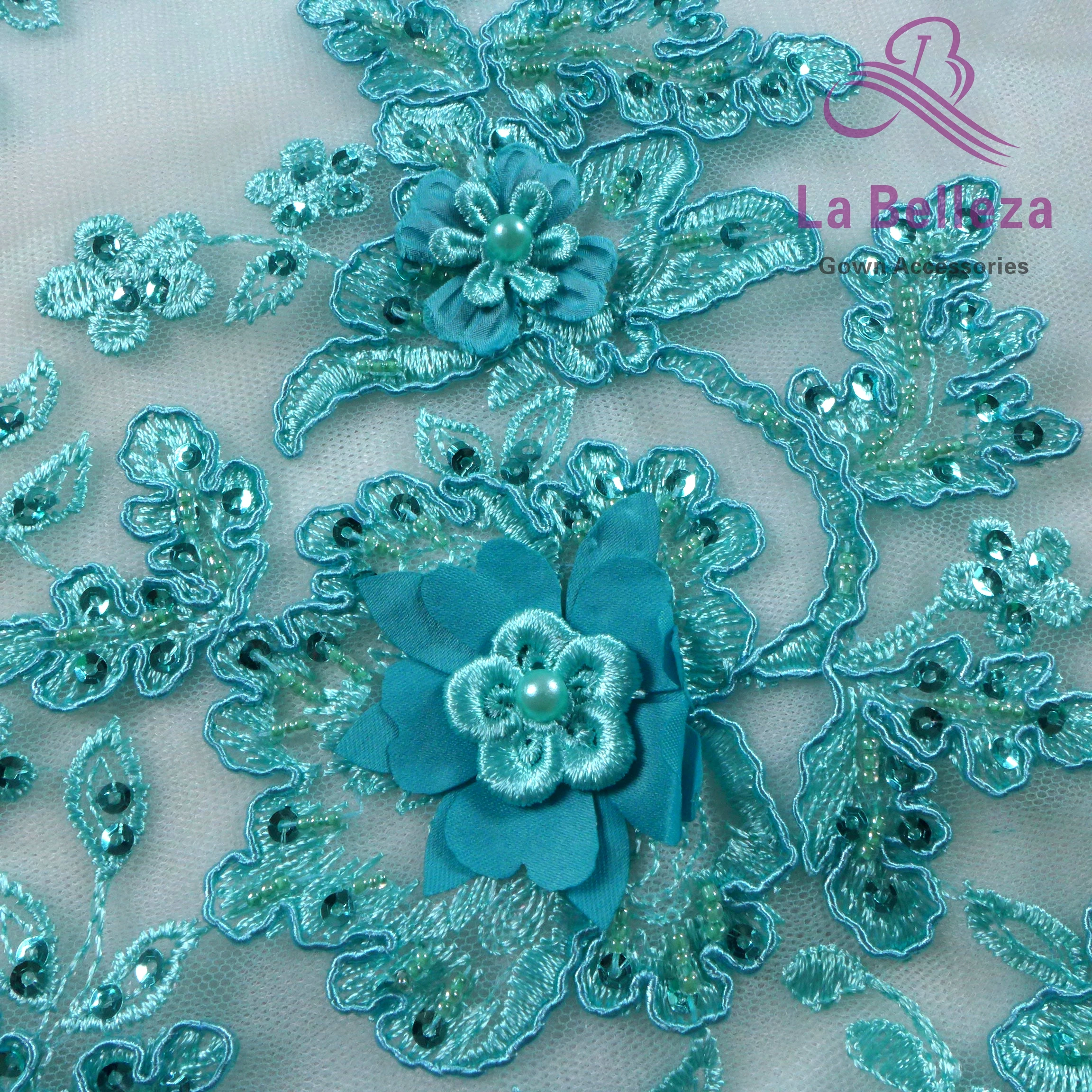 Hot popular elegant 3d chiffon flowers with sequins on tulle cord embroidery lace fabric 6colors fashion dress lace fabric 1yard