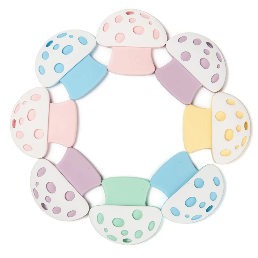 Cute-Idea 1pcs Silicone Teether baby Cartoon Mushroom Teething Teether Nursing Silicone Beads DIY Necklace Accessories BPA Free