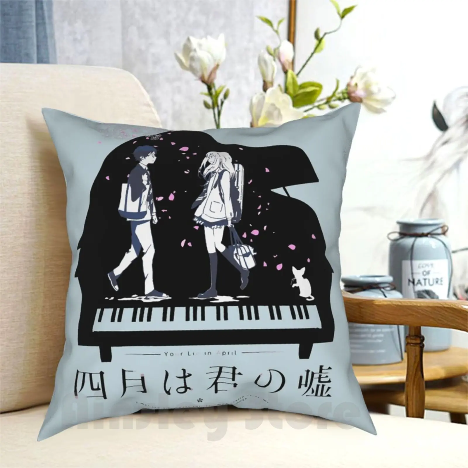 

Shigatsu Wa Kimi No Uso Pillow Case Printed Home Soft DIY Pillow Cover Shigatsu Wa Kimi No Uso Your Lie In April Tsubaki