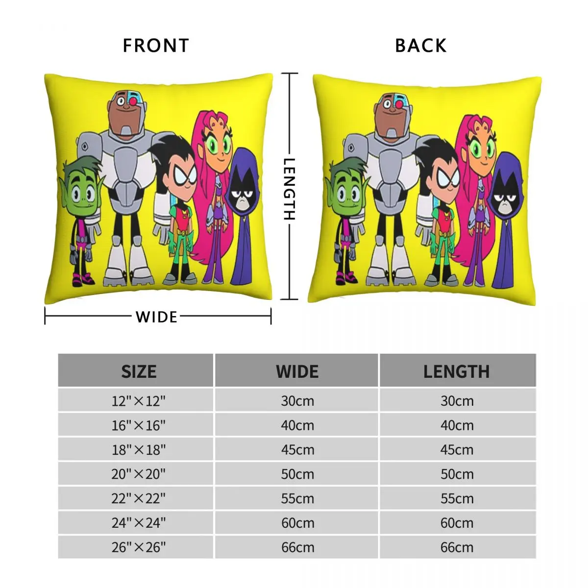 Teen Titans Go! Square Pillowcase Polyester Linen Velvet Creative Zip Decor Throw Pillow Case Sofa Seater Cushion Cover