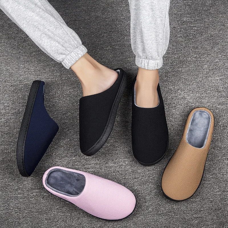 SMS Men Indoor Slippers Soft Bottom Home Slipper Winter Warm Couple Bedroom Slides Slip On Female House Flat Shoes Plus Size