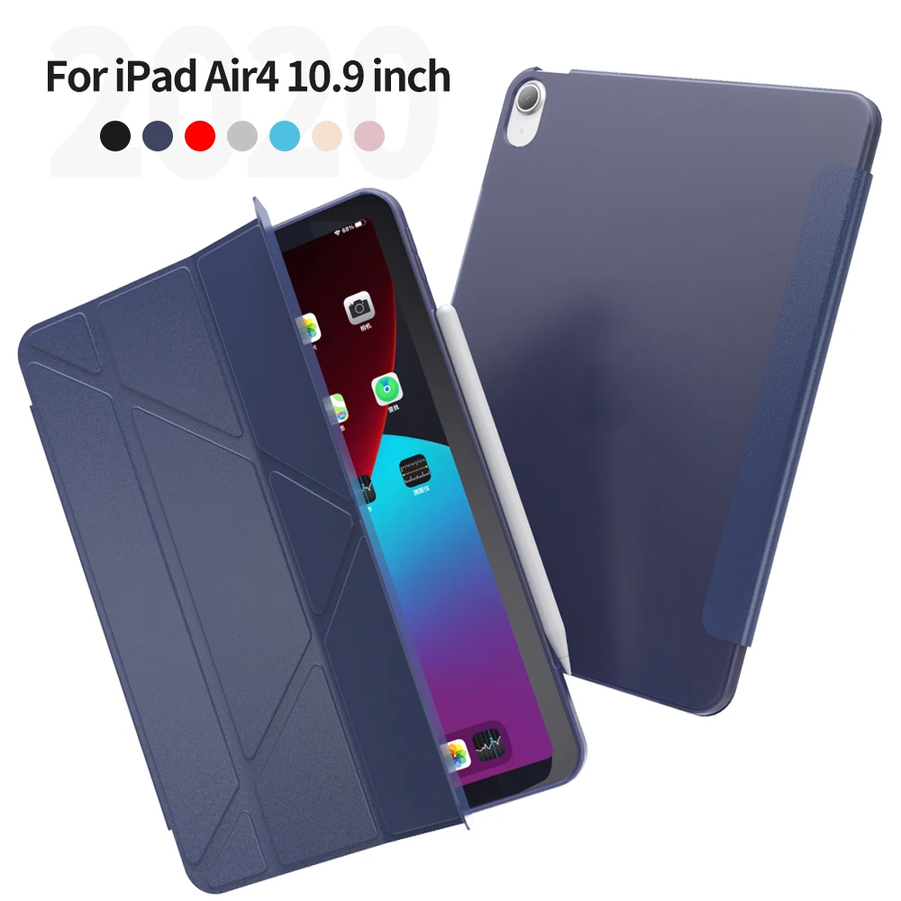 

Case For iPad Air 4 3 10.2 2019 2020 Pu Smart Cover For iPad Pro 10.5 9.7 2017 2018 6th 7th 8th Generation TPU Matte Back Case