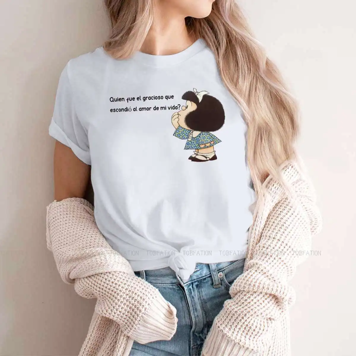 Words Essential Feminine Clothes Mafalda Quino Comics Manga Girl Oversized T-shirt Harajuku Vintage Female Clothing