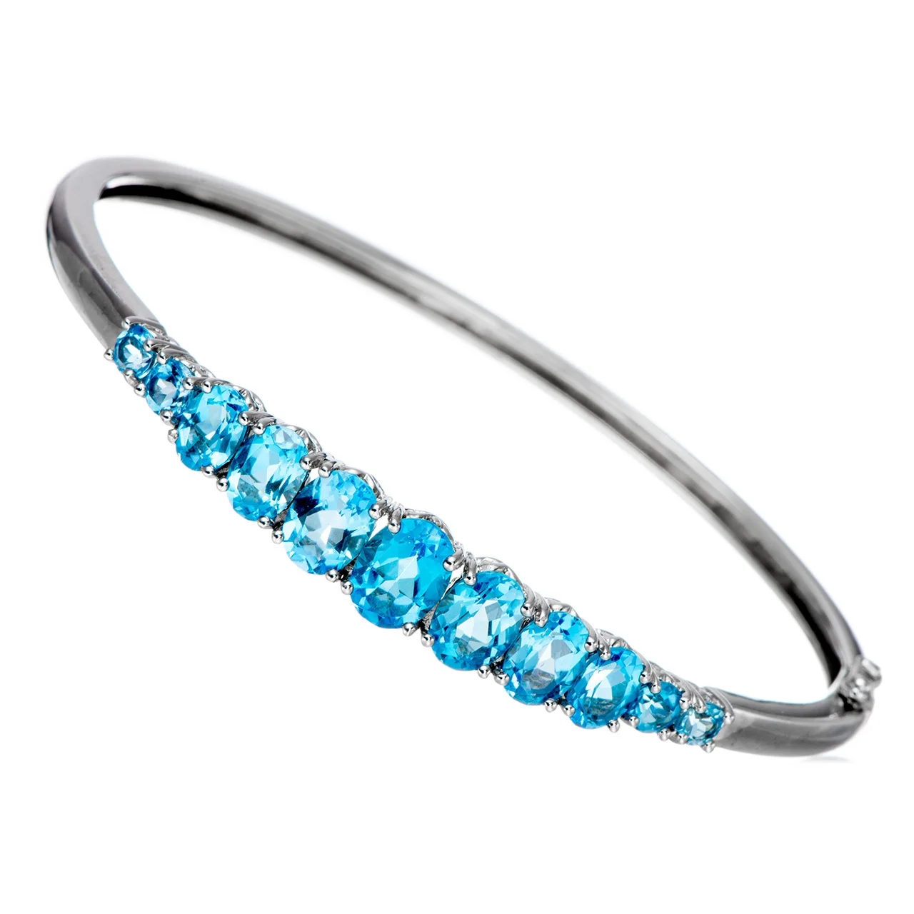 GESIDE  Sky Blue Topaz Rhodium Over Sterling Silver Bangel. charm for women moissanite tennis silver 925 charm