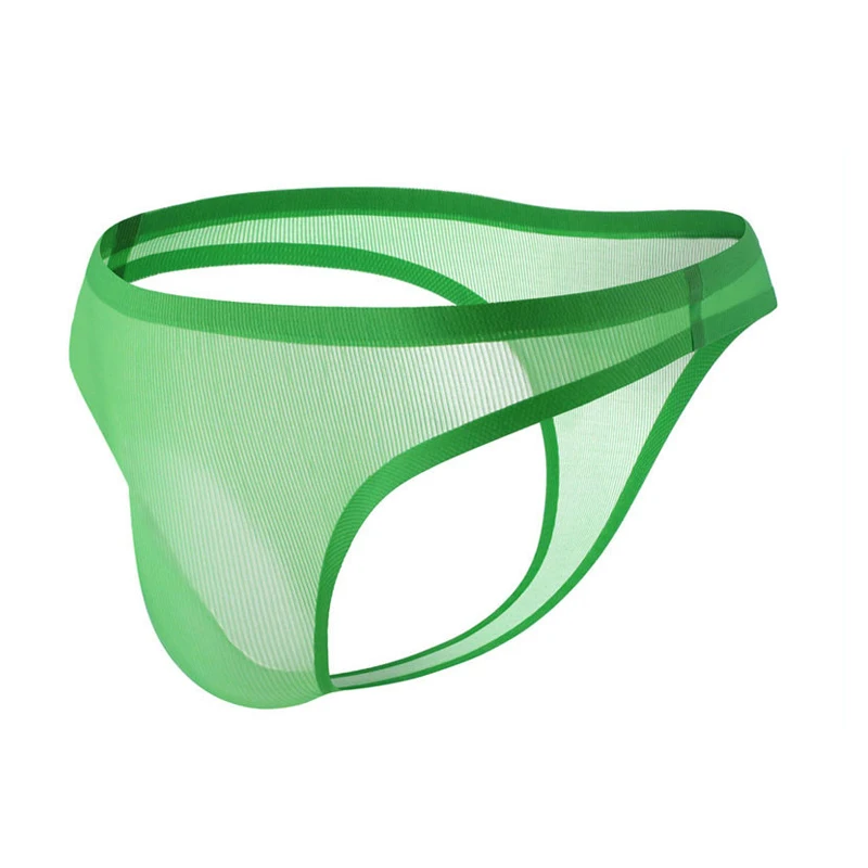 

Men Sexy G-string Thongs Gay Men Underwear Solid Ultra-thin Seamless Panties Ice Silk Underpants Man Bikini Briefs Jockstrap