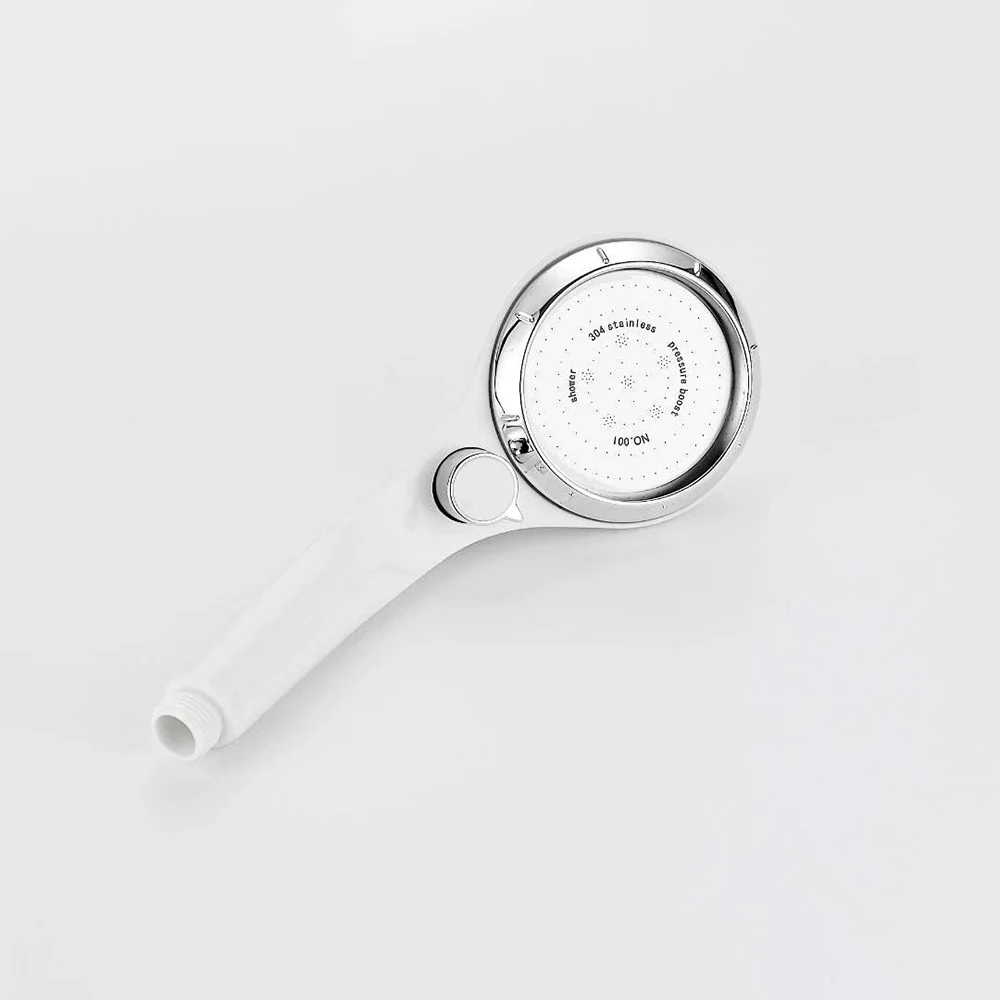 White Handheld Shower Head With On/Off Switch,Shower Handle With A Shut Off Switch And Button Of Adjusting Water