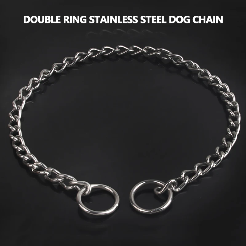 Stainless Steel Dog Collars Necklace Pet Dog Training Choke Cuban Chain Slip Chain Collars Big Dogs Leash Collars Pet Supplies