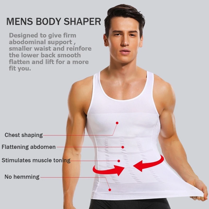 Camisa de compresión para hombre, moldeador de cuerpo adelgazante, chaleco entrenador de cintura, camisetas sin mangas de entrenamiento, camisetas