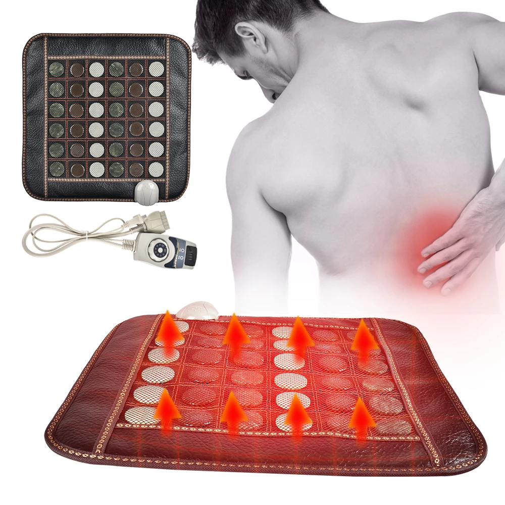 Natural Jade Heating Massage Mat Tourmaline Stones Infrared Heating Seat Cushion Mat Therapy Pain Relief for Back Leg Muscle