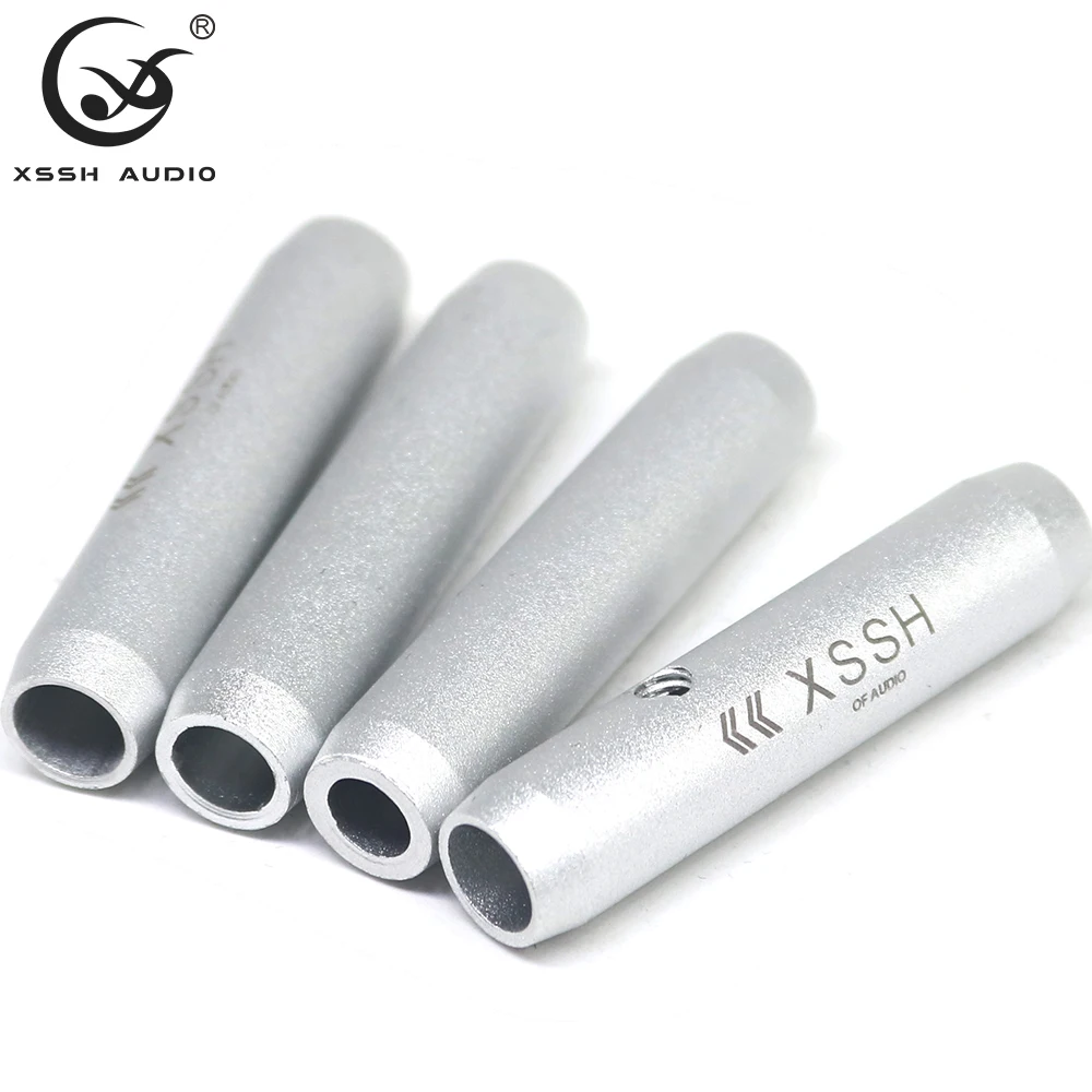 8pcs 6mm Diameter XSSH DIY HIFI Metel Sliver Solid Steel Speaker Video Audio Cable Wire Pants Boots Coaxial Splitter Cable Tube