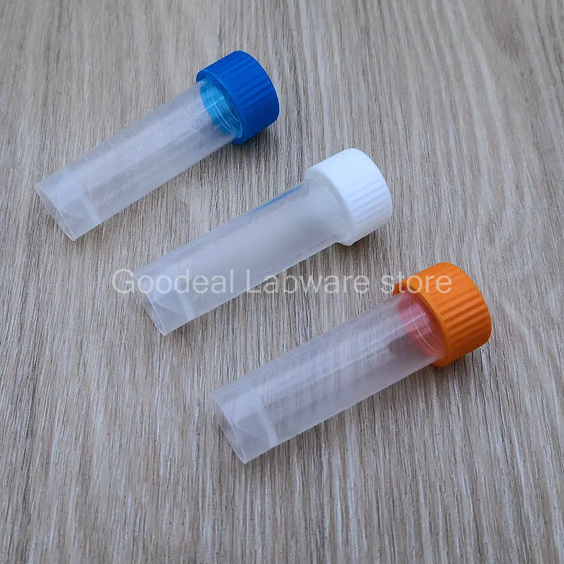 50pcs/100pcs/200pcs/300pcs/400pcs/pack 5ml PP Cryo Freezing Tube, Cold Storage Vial Cryovial Plastic Test Tubes