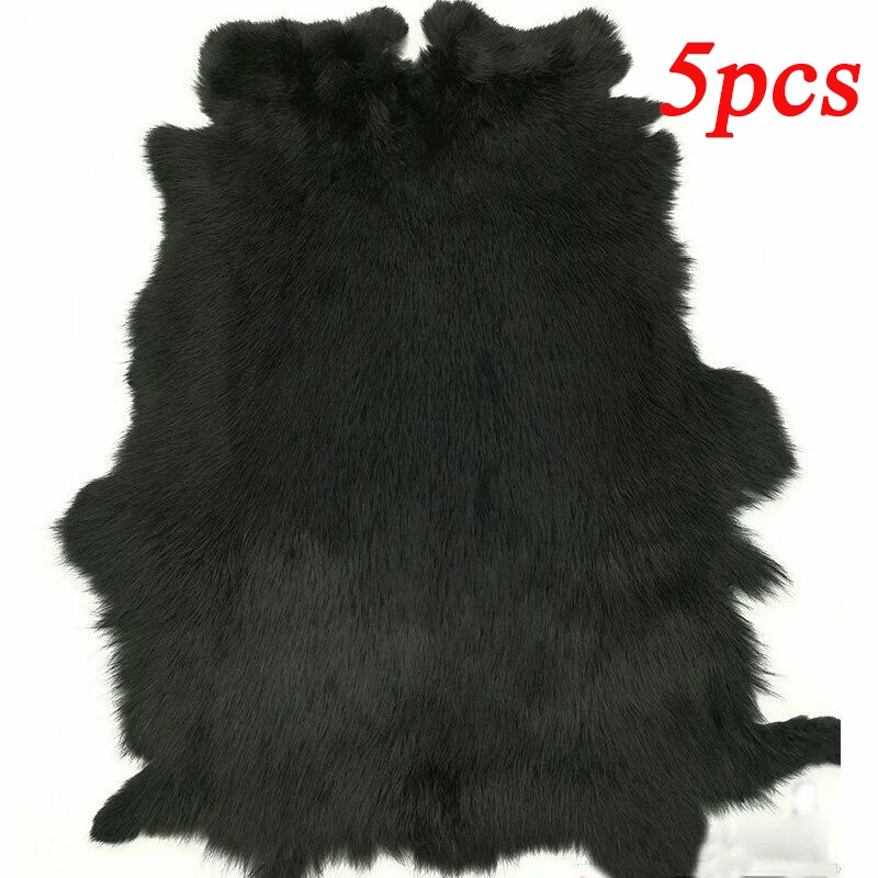 Real Natural Tanned Rabbit Fur Hide, Craft Grade Rabbit Pelt, Sewing Quality Leather, DIY for Collar Hats, Pet Toys, 5 Pieces