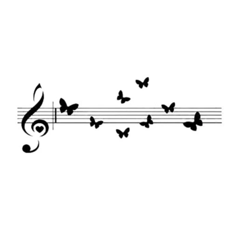 Music Note Staves Butterfly Car Sticker Music Lover Decor Removable Black/White AL475