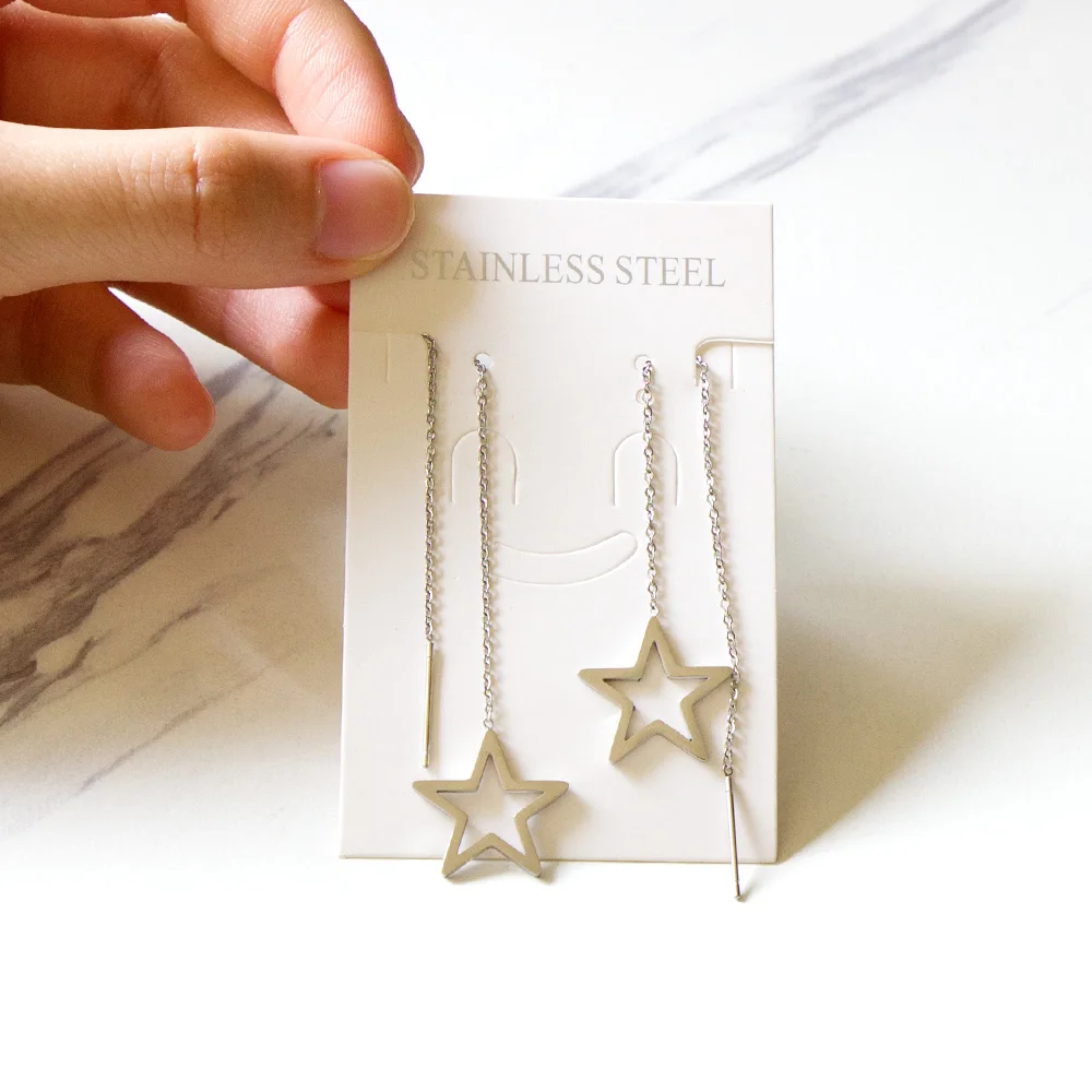 LUXUKISSKIDS Brincos Stainless Steel Black Shell Tassel Drop Dangle Earrings Butterfly Korean Fairy Jewelry Chain Long Earing