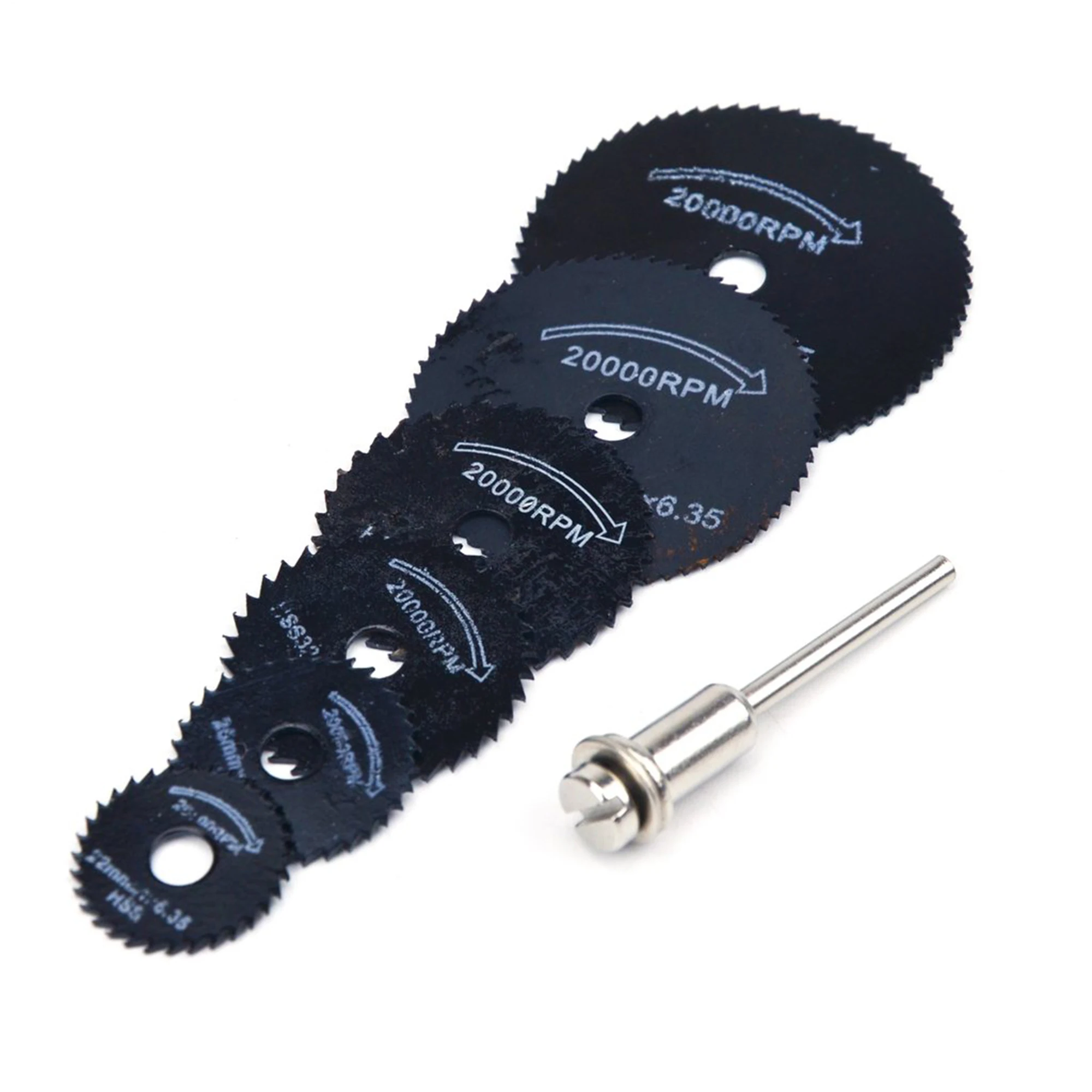 6 sztuk czarne tarcze tnące z 1Pc 3.18mm Shank Mini piły tarczowe zestaw do miękkiego metalu plastikowe cięcie drewna