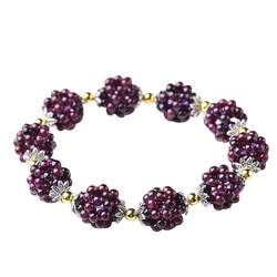 Buyee Natural Garnet Bracelet Small Round Loose Stone Bracelets Wine Red Gem Bead Charm Bracelet for Women Fashion Fine Jewelry
