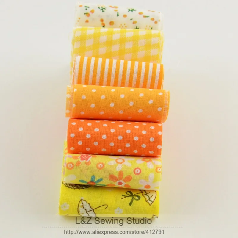 Booksew 7pcs/Lot Jelly Roll Fabric Strips Yellow Sets For Patchwork Crafts 100% Cotton 5cm x100cm Quilting Bundle DIY Tildas