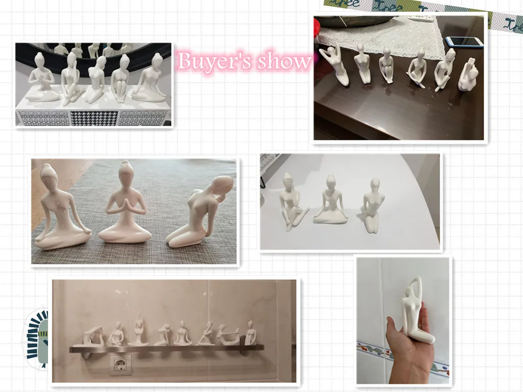 ERMAKOVA 12 Stile abstrakte Kunst Keramik Yoga Posen Figur Porzellan Dame Figur Statue Home Yoga Studio Dekor Ornament – Detail 3