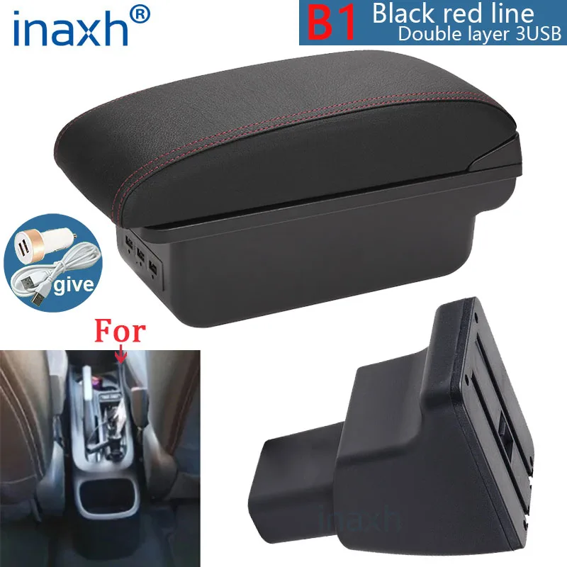Accoudoir Voiture Hyundai I10 2007-2019 - Console Centrale Rangement Double Couche Cuir Noir